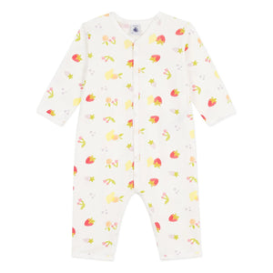 Petit Bateau - स्लीपिंग बैग अच्छी तरह से फिट होने वाला फ्रूटी ऑर्गेनिक कॉटन | सफेद