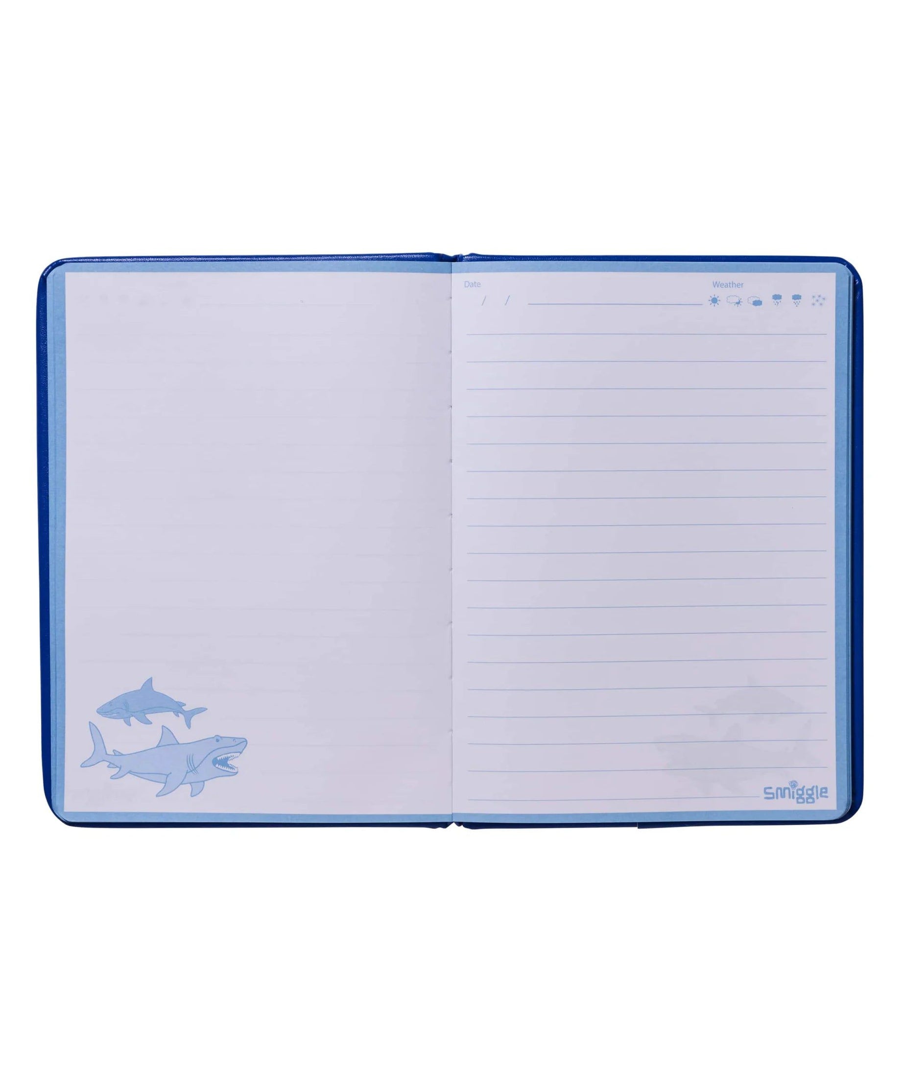 Smiggle - Float Hareketli Köpekbalık Desenli Çizgili A5 Defter-Dinossi