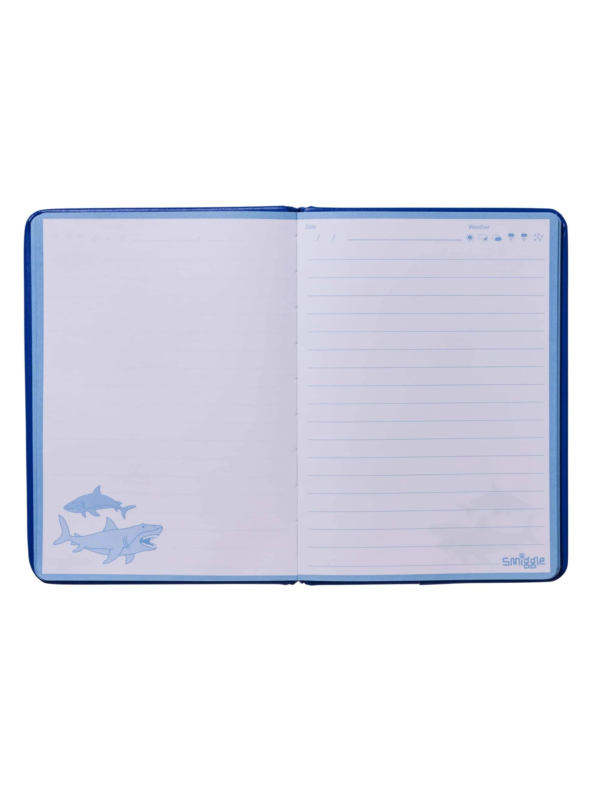 Smiggle - Float Hareketli Köpekbalık Desenli Çizgili A5 Defter-Dinossi