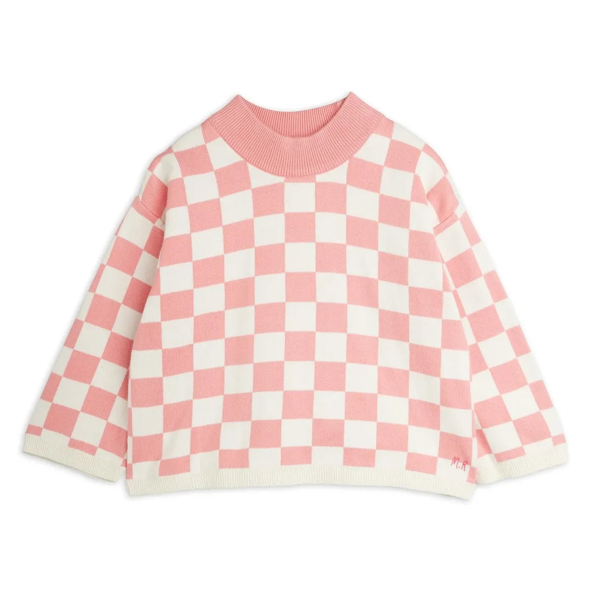 Mini Rodini - Damier ऑर्गेनिक कॉटन स्वेटशर्ट | गुलाबी