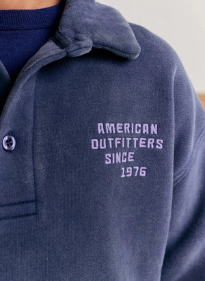 AO76 - Jack Polo Yaka Sweatshirt Geri Dönüştürülmüş Pamuk | Kömür grisi