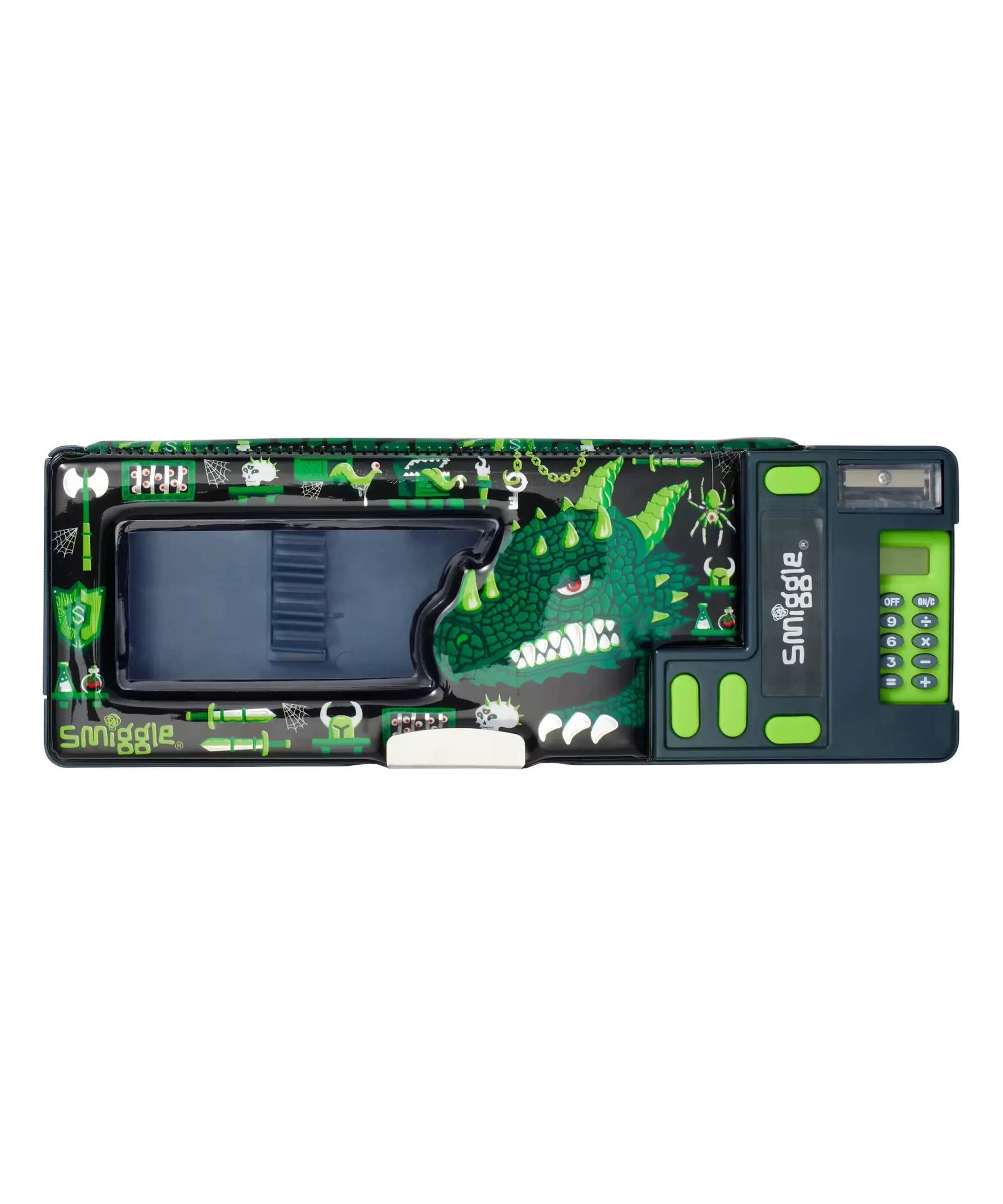 Smiggle - Hi There Vahşi Dinazorlar Hesap Makineli Pop Out Otomatik Kalem Kutusu-Dinossi