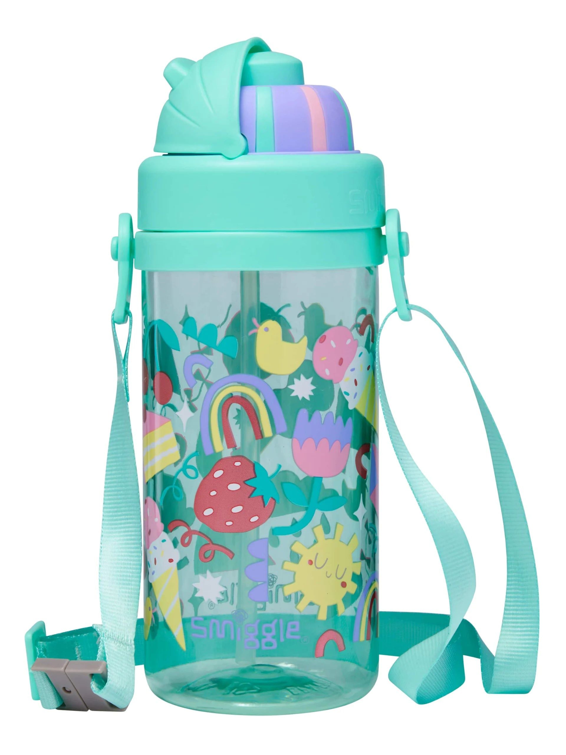 Smiggle - Glide Teeny Tiny Pipetli 440ML BPA İçermeyen Askılı Suluk-Dinossi