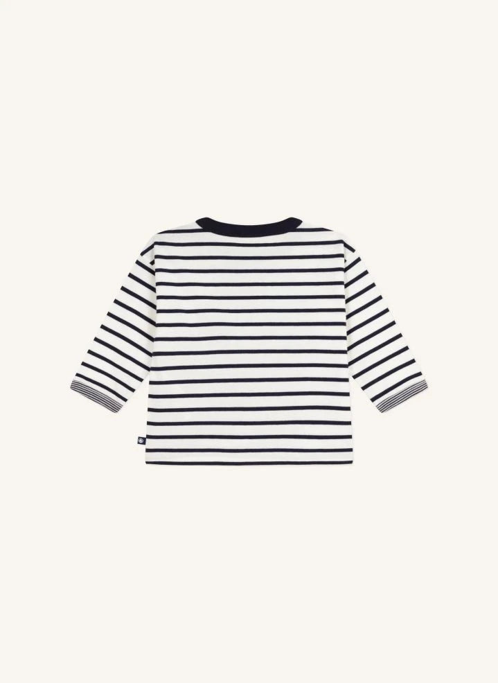 Petit Bateau - ऑर्गेनिक कॉटन | व्हाइट सेलर पॉकेट टी-शर्ट