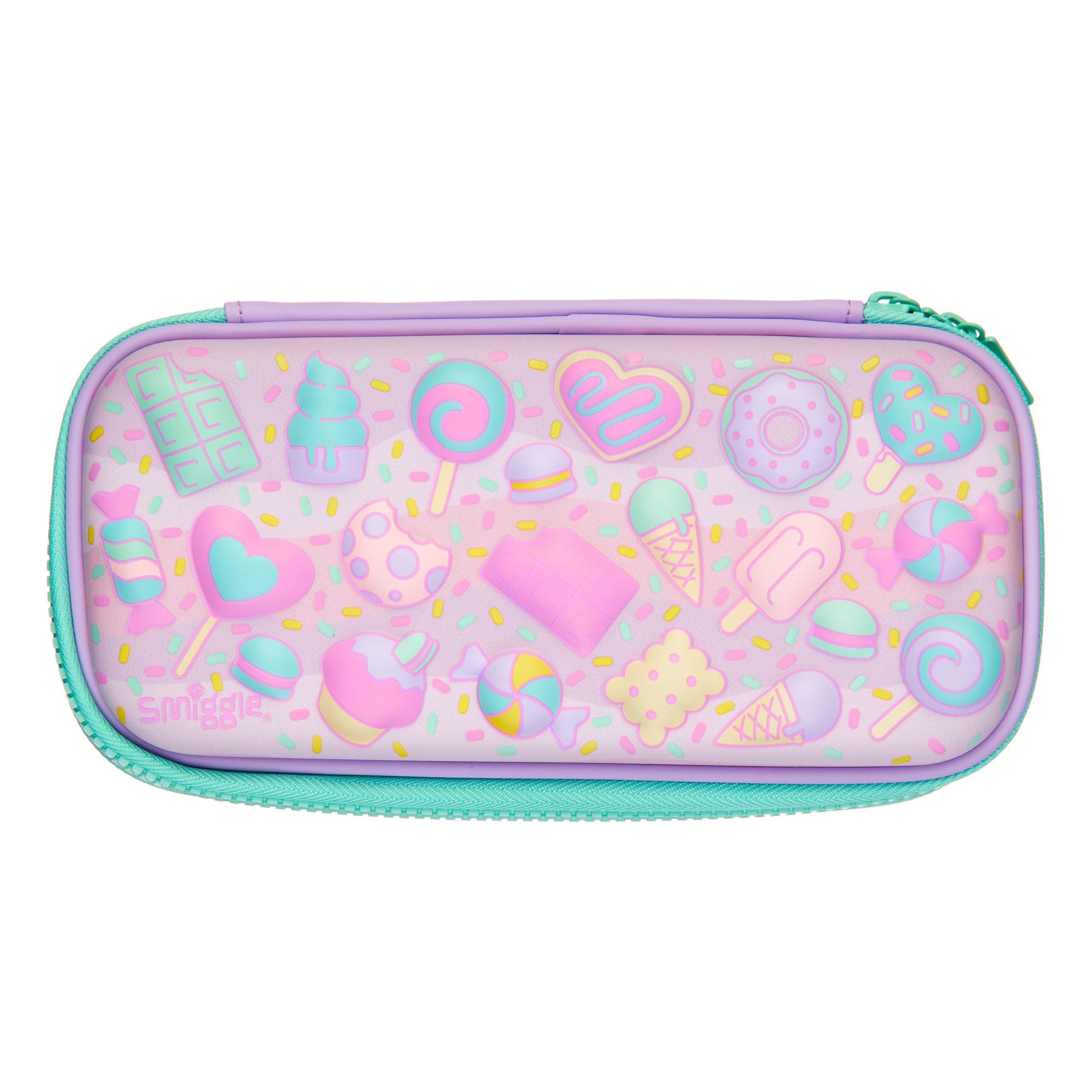 Smiggle - 3D Kabartmalı Hardtop Wondrous Dondurma Desenli Pembe Kalem Kutusu-Dinossi
