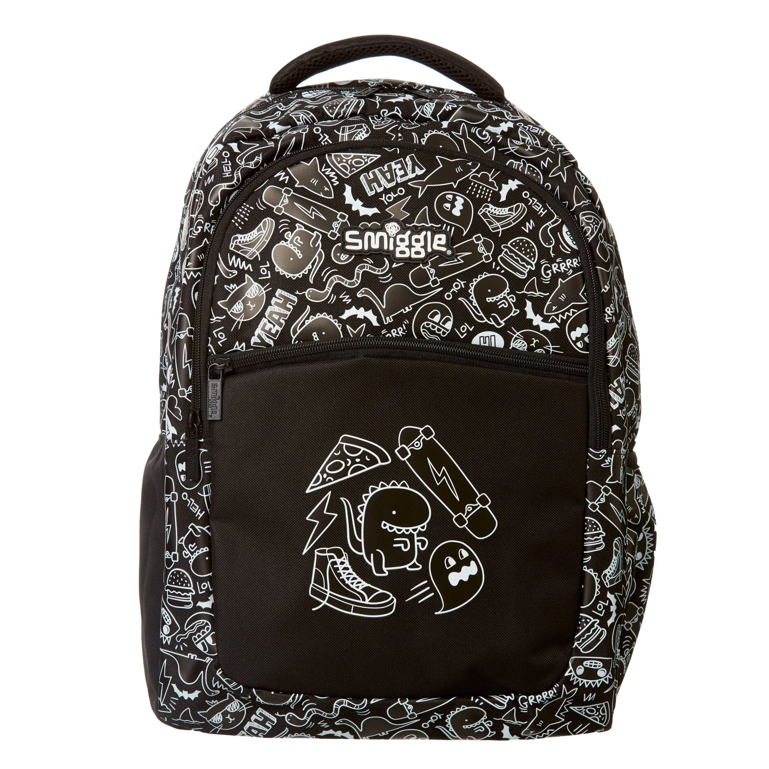 Smiggle - Dinossi Özel Tasarım Siyah Sırt Çantası-Dinossi