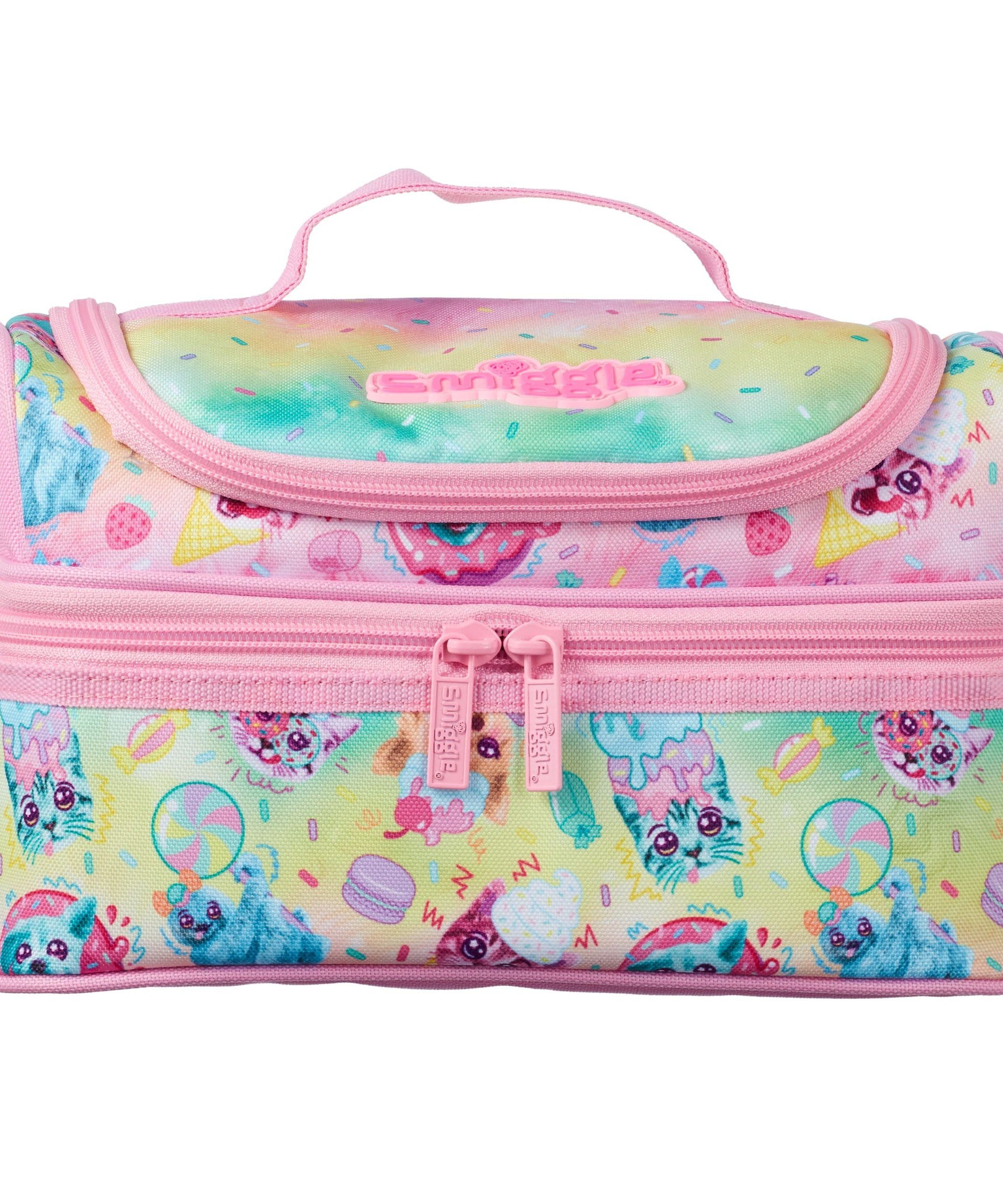 Smiggle - Galaxy Çift Katlı Tatlı Kediler Hayvanlar Beslenme Çantası-Dinossi