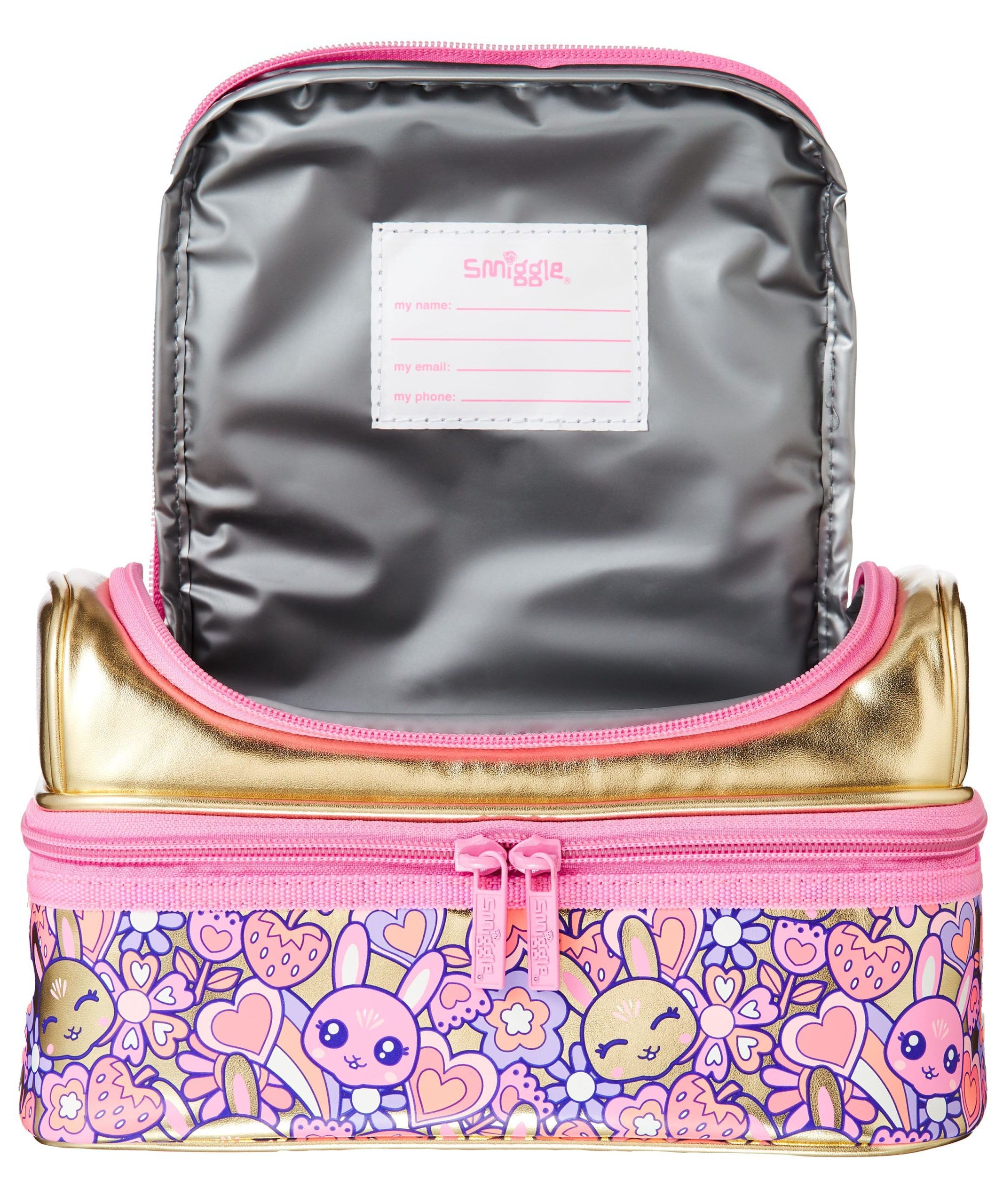 Smiggle - Budz Altın Çift Katlı Beslenme Çantası-Dinossi