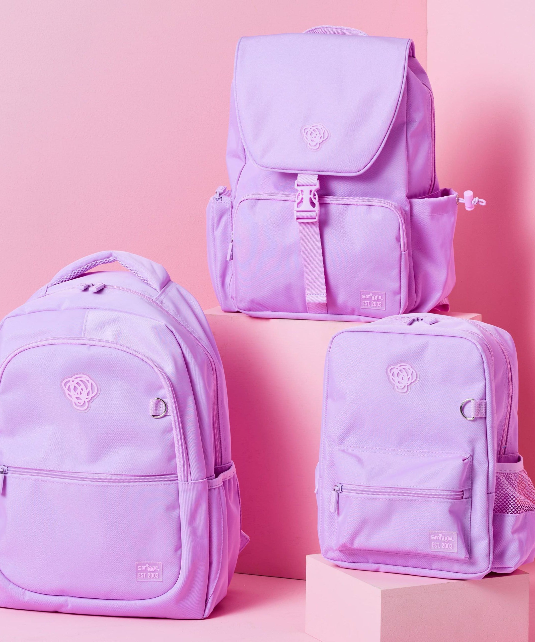 Smiggle - Sorbet Park Lilak Su Geçirmez Sırt Çantası-Dinossi