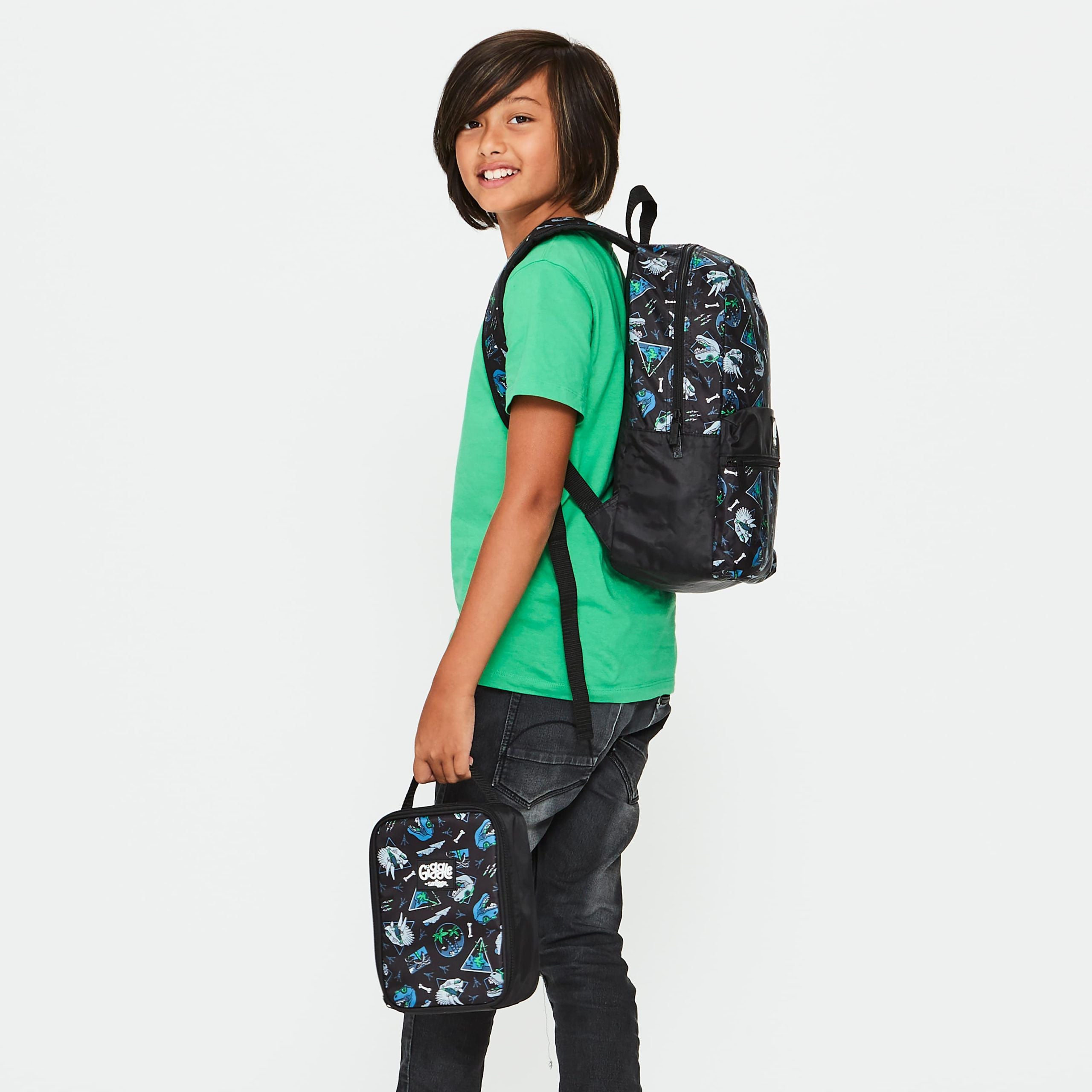 Smiggle - Giggle Siyah Dinzorlar Beslenme Çantası-Dinossi