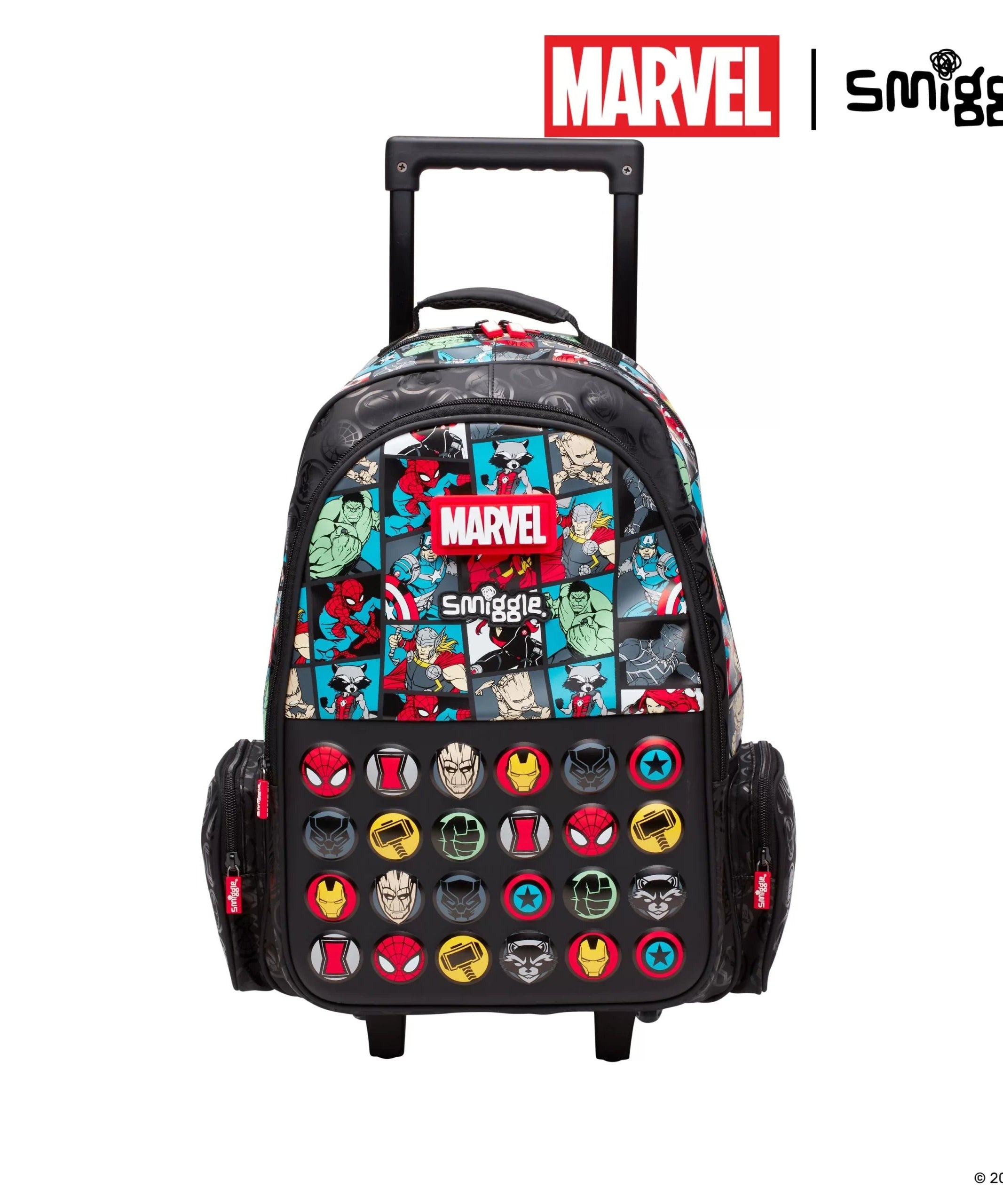 Smiggle - Marvel Çekçekli Işıklı Tekerlekli Çanta-Dinossi