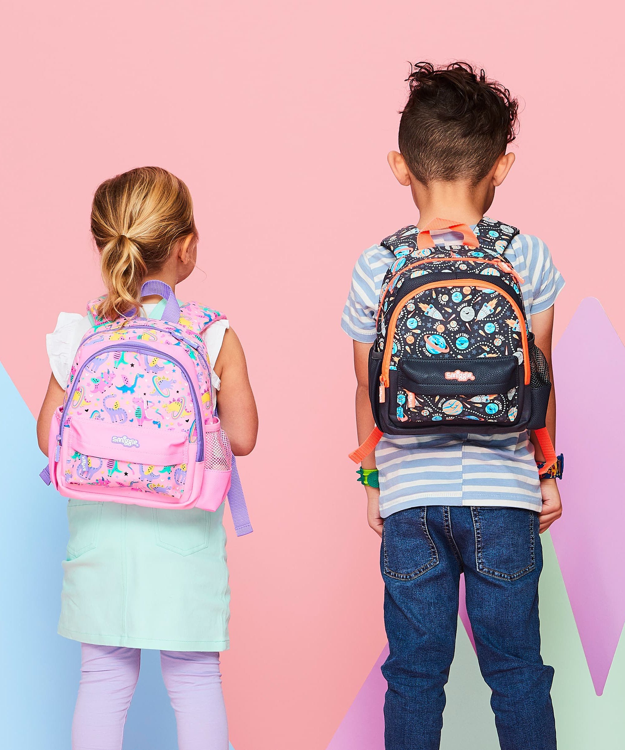 Smiggle - Up & Down Minik Dinossi Özel Tasarım Pembe Sırt Çantası-Dinossi