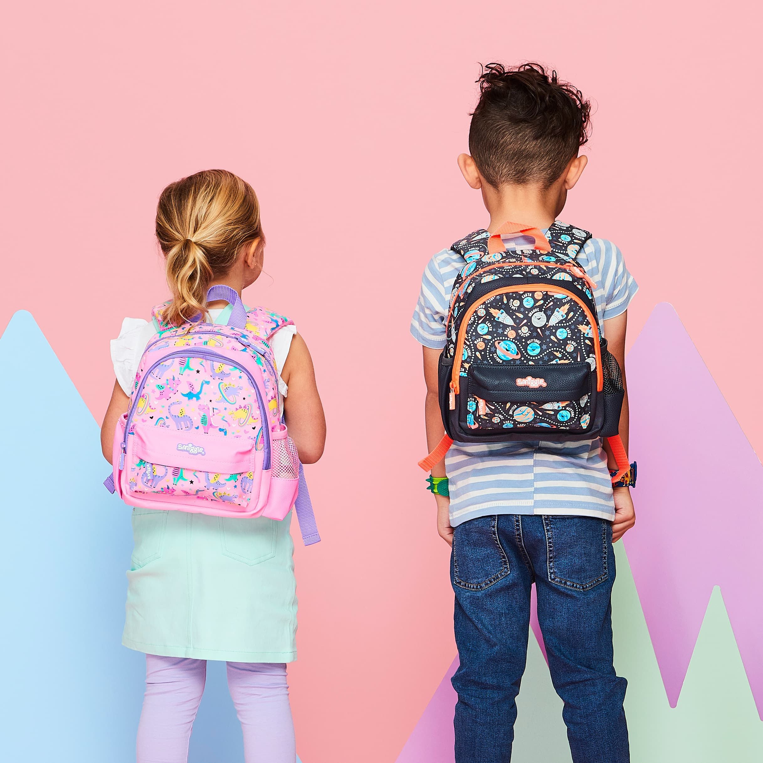 Smiggle - Up & Down Minik Dinossi Özel Tasarım Pembe Sırt Çantası-Dinossi