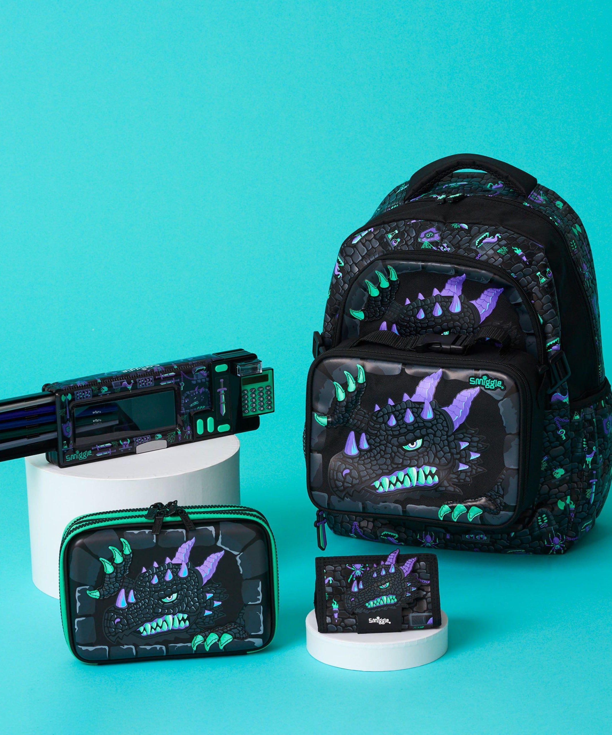 Smiggle - Hey There Hesap Makineli Otomatik Kalem Kutusu-Dinossi