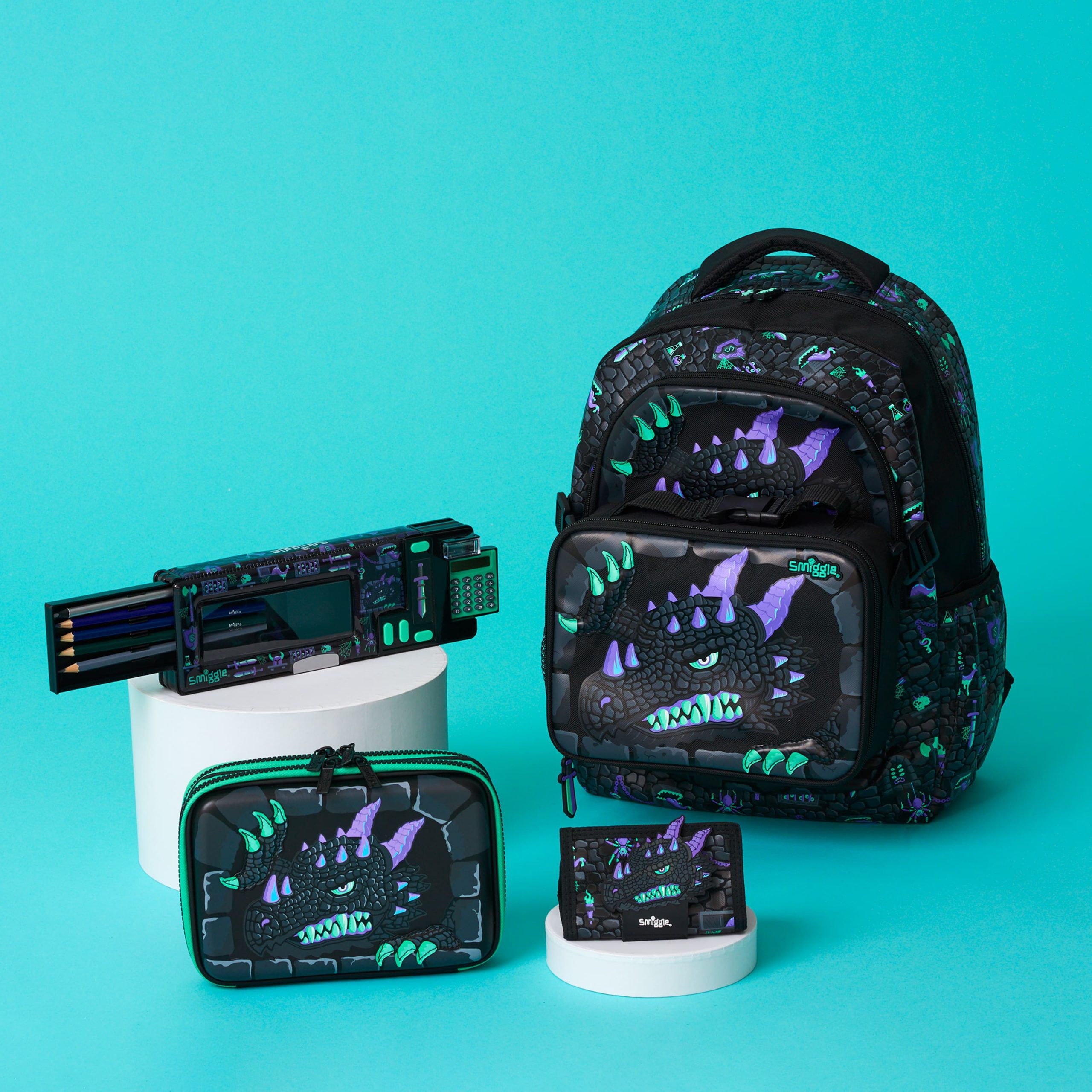 Smiggle - Hey There Hesap Makineli Otomatik Kalem Kutusu-Dinossi