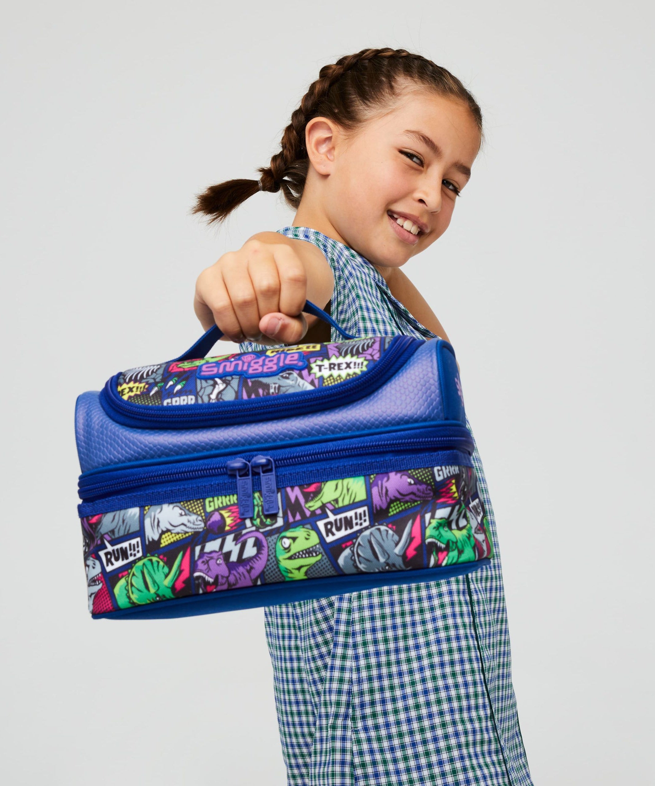 Smiggle - Bright Side Çift Katlı Beslenme Çantası-Dinossi