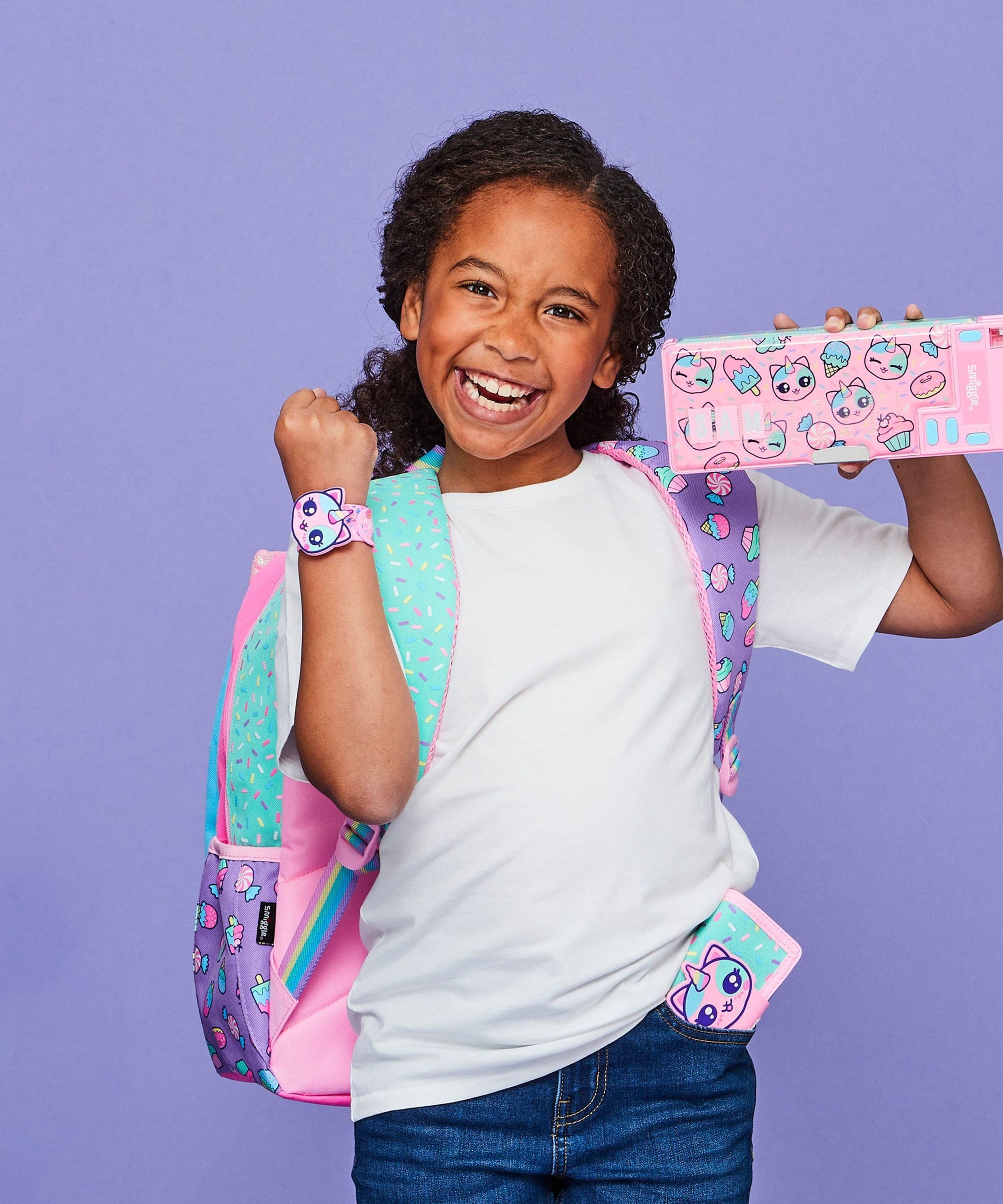 Smiggle - बज़ हिसाब मशीन वाला स्वचालित पेन बॉक्स