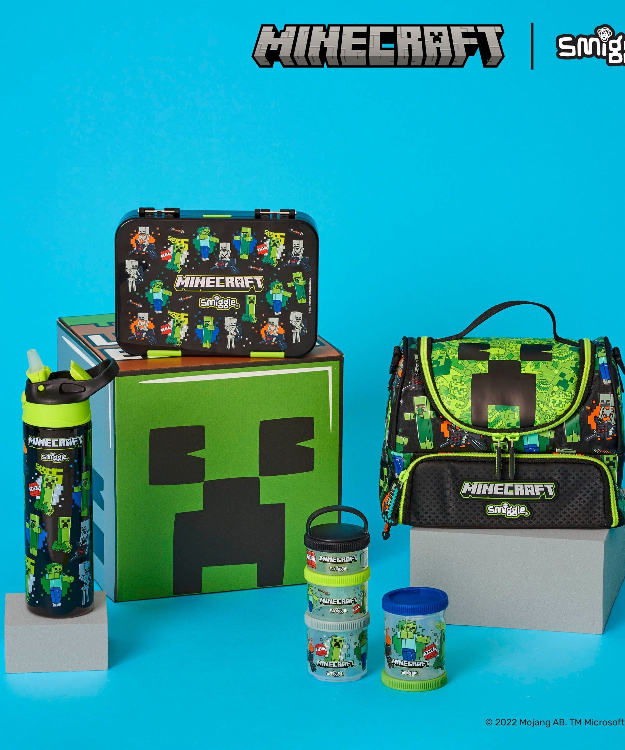 Smiggle - Minecraft Çift Katlı Askılı Beslenme Çantası-Dinossi
