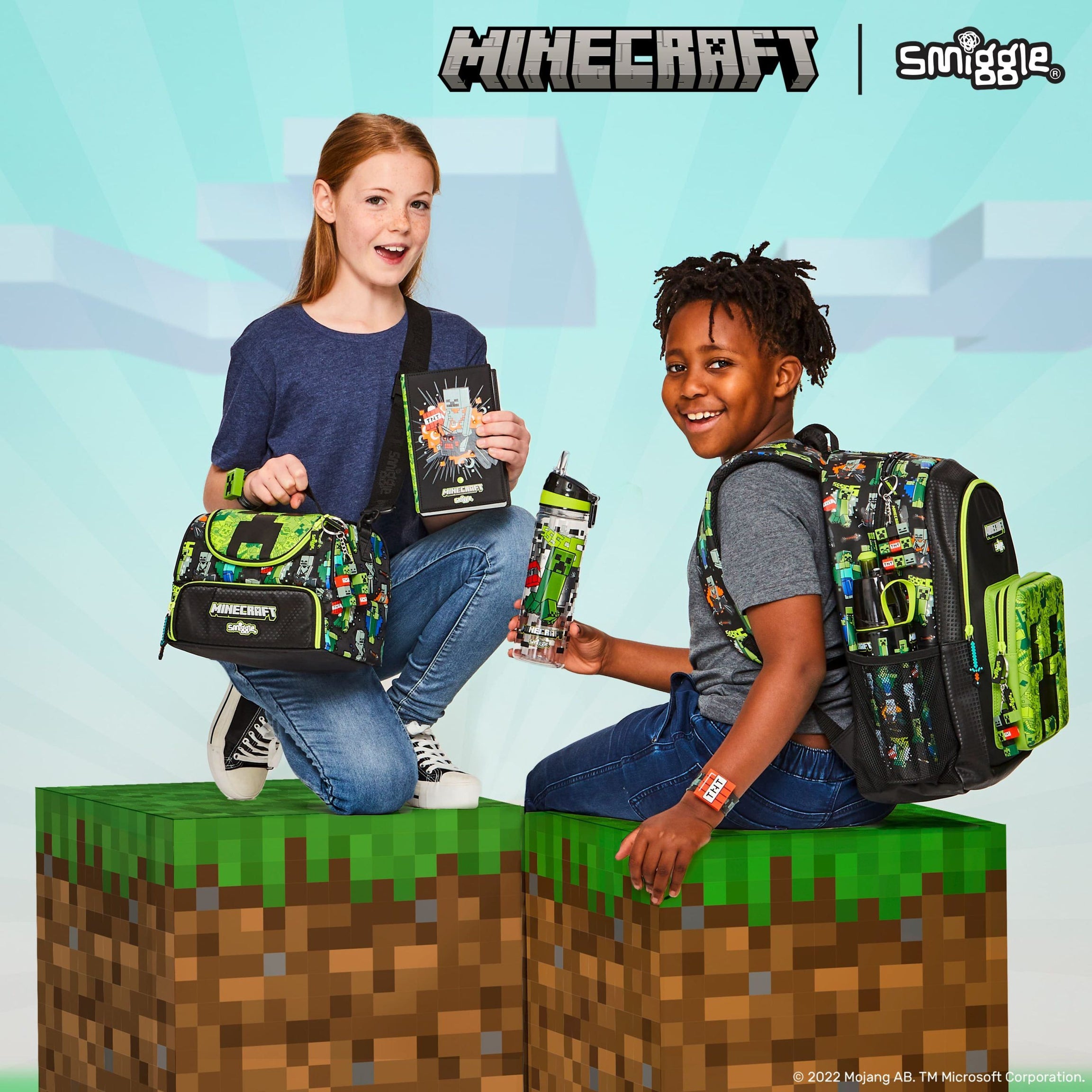 Smiggle - Minecraft Pipetli 650ML BPA'sız Suluk-Dinossi