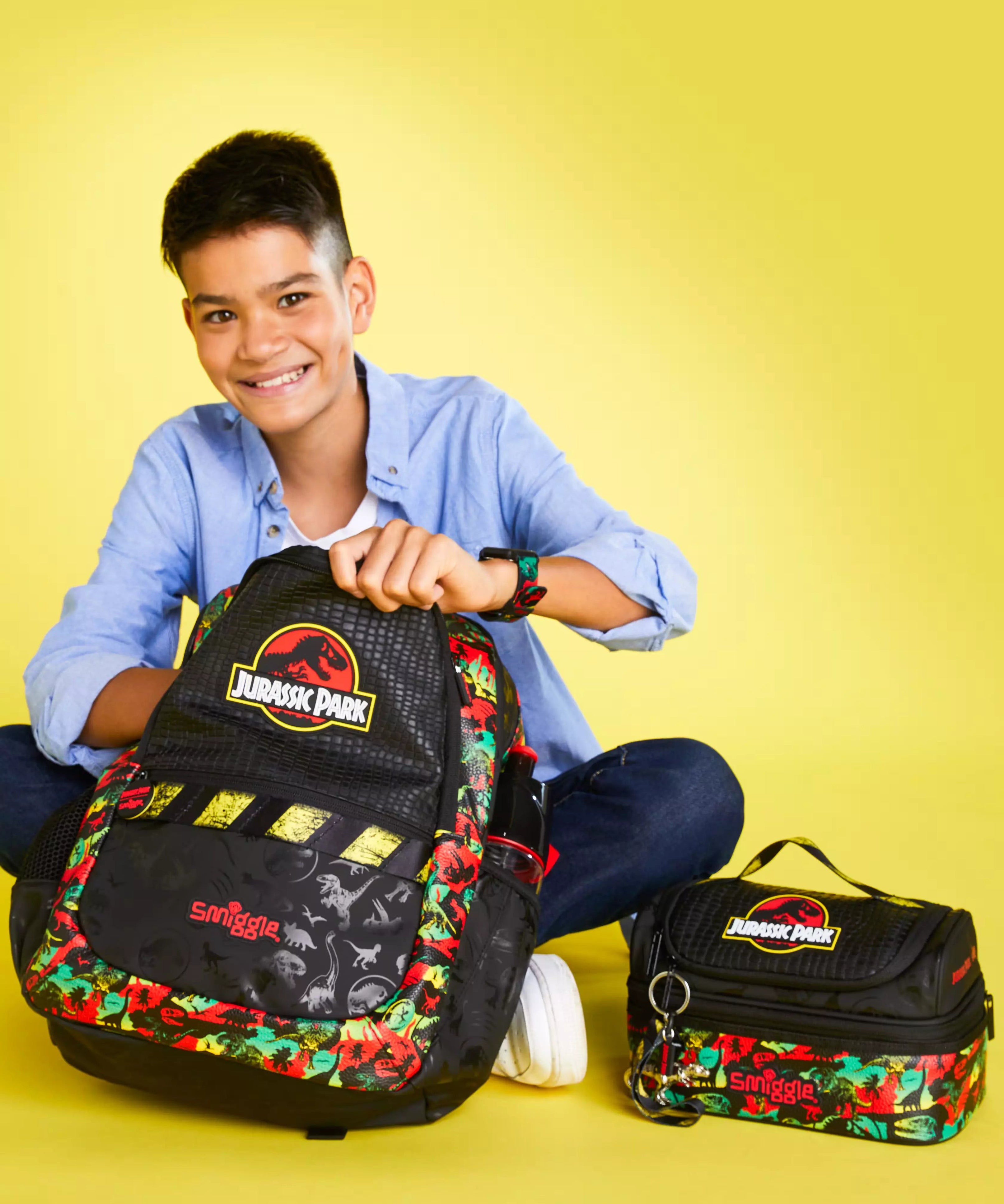 Smiggle - Jurassic Park Çift Katlı Beslenme Çantası-Dinossi