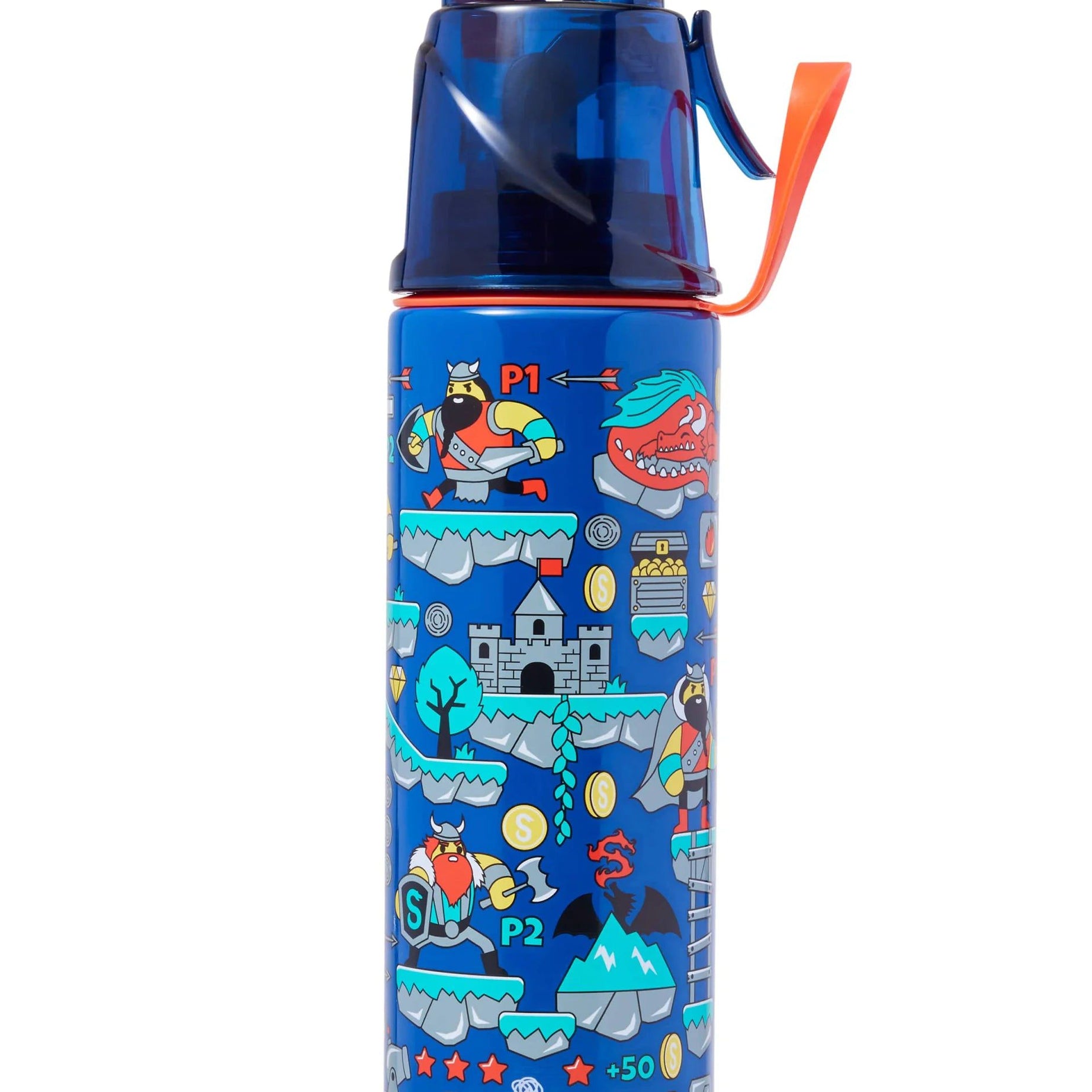 Smiggle - Livin Su Püskürtmeli 500ML Çelik Matara-Dinossi