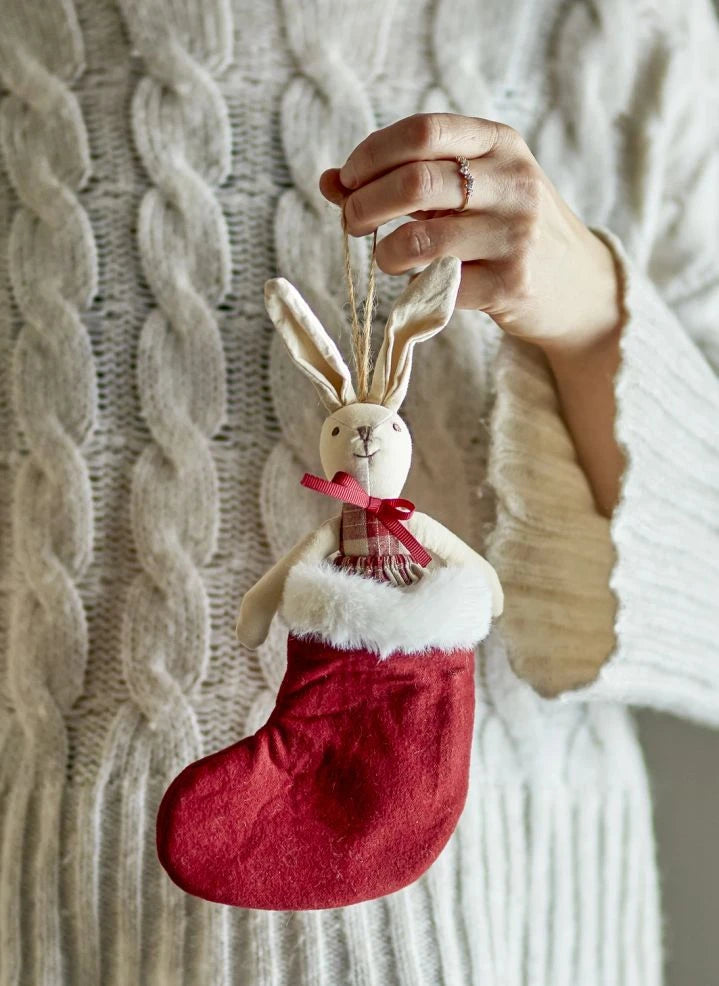 Bloomingville Mini - Kırmızı Tavşan Yılbaşı Süsü