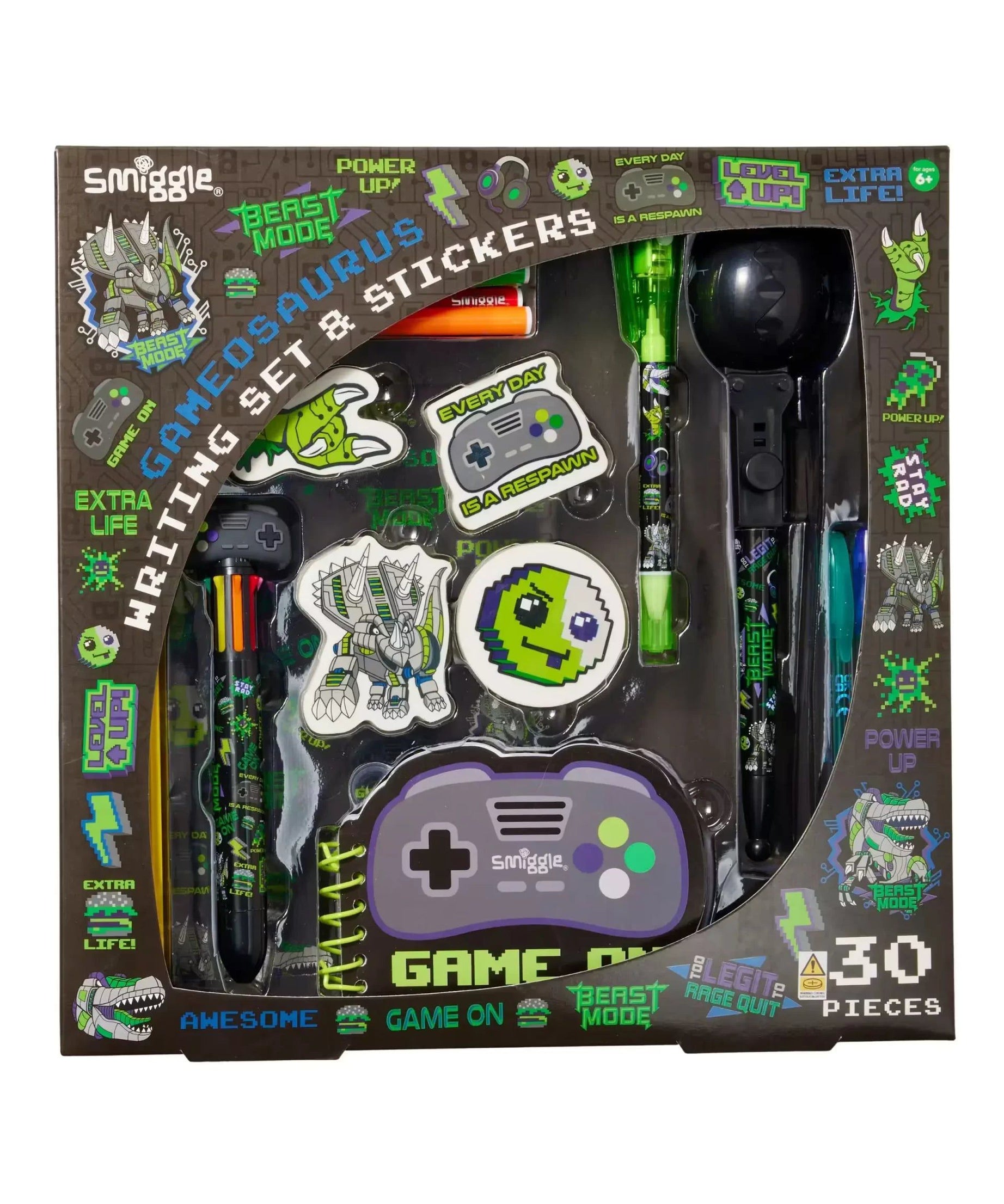 Smiggle - Defter, Silgi, Kalem ve Boyama Kırtasiye Seti-Dinossi