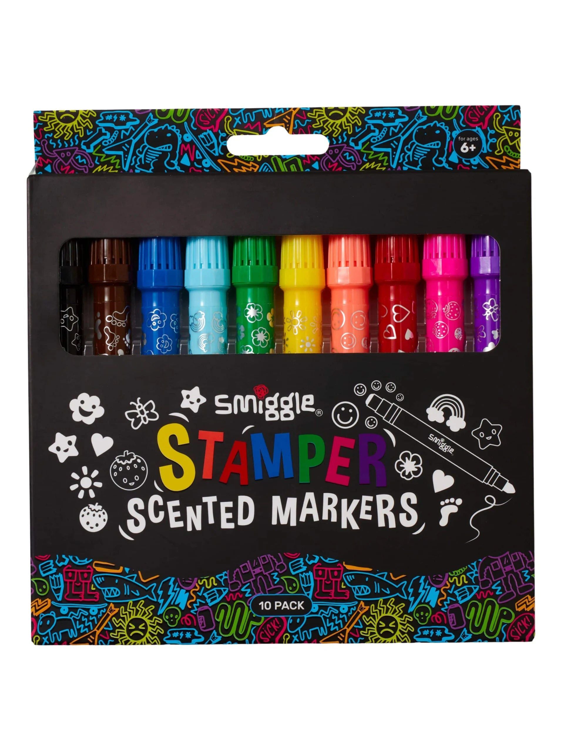 Smiggle - Stamper Kokulu Highlighter İşaretleyici Kalem Seti X10-Dinossi