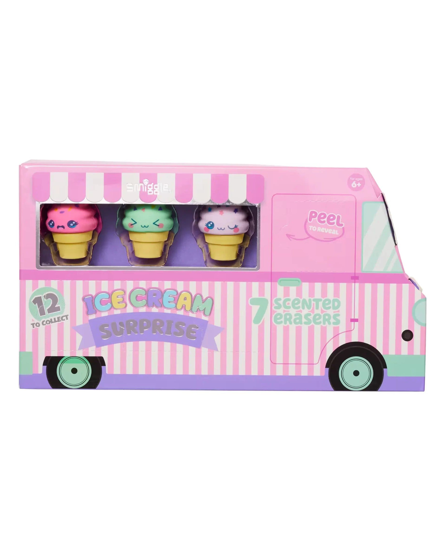 Smiggle - Ice Cream 7'li Sürpriz Kokulu Silgi Paketi-Dinossi