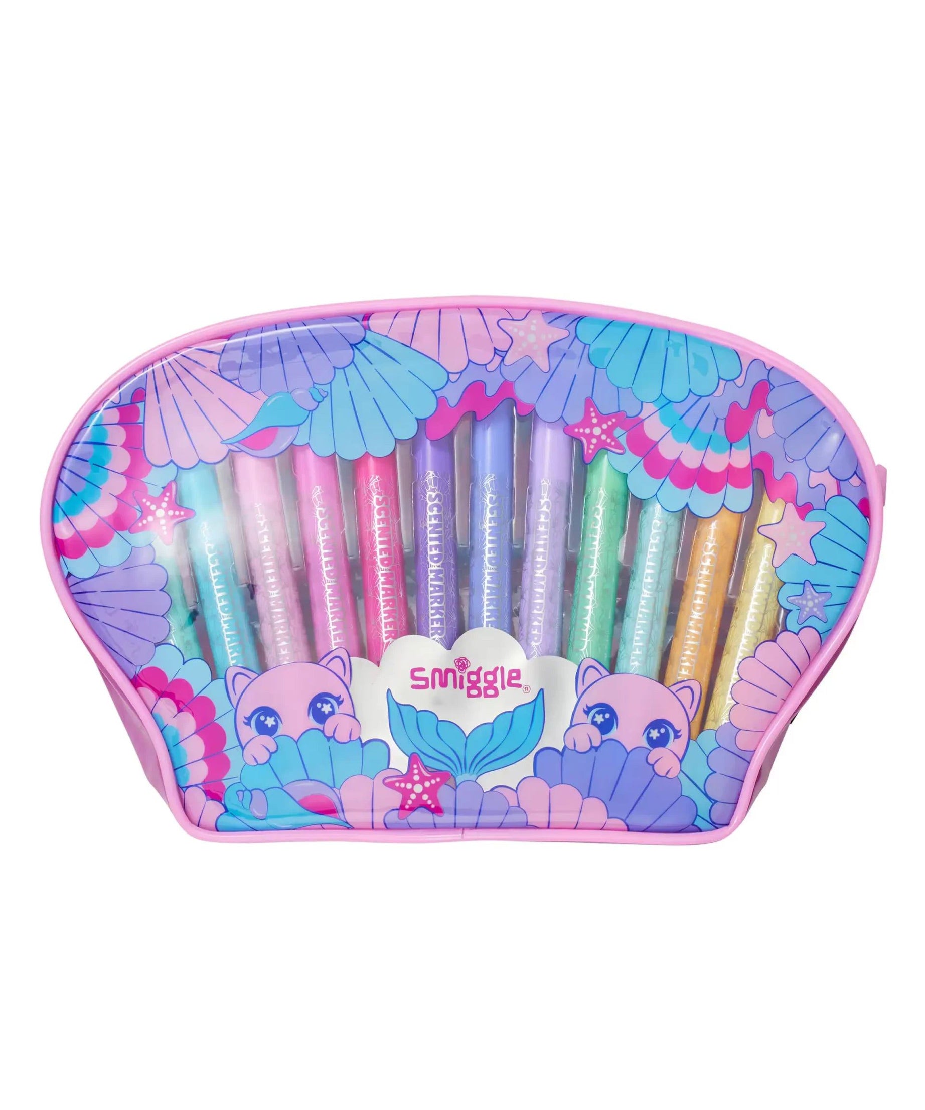 Smiggle - Hi There Kokulu 12li Fosforlu Kalem ve Kalem Kutusu Seti-Dinossi