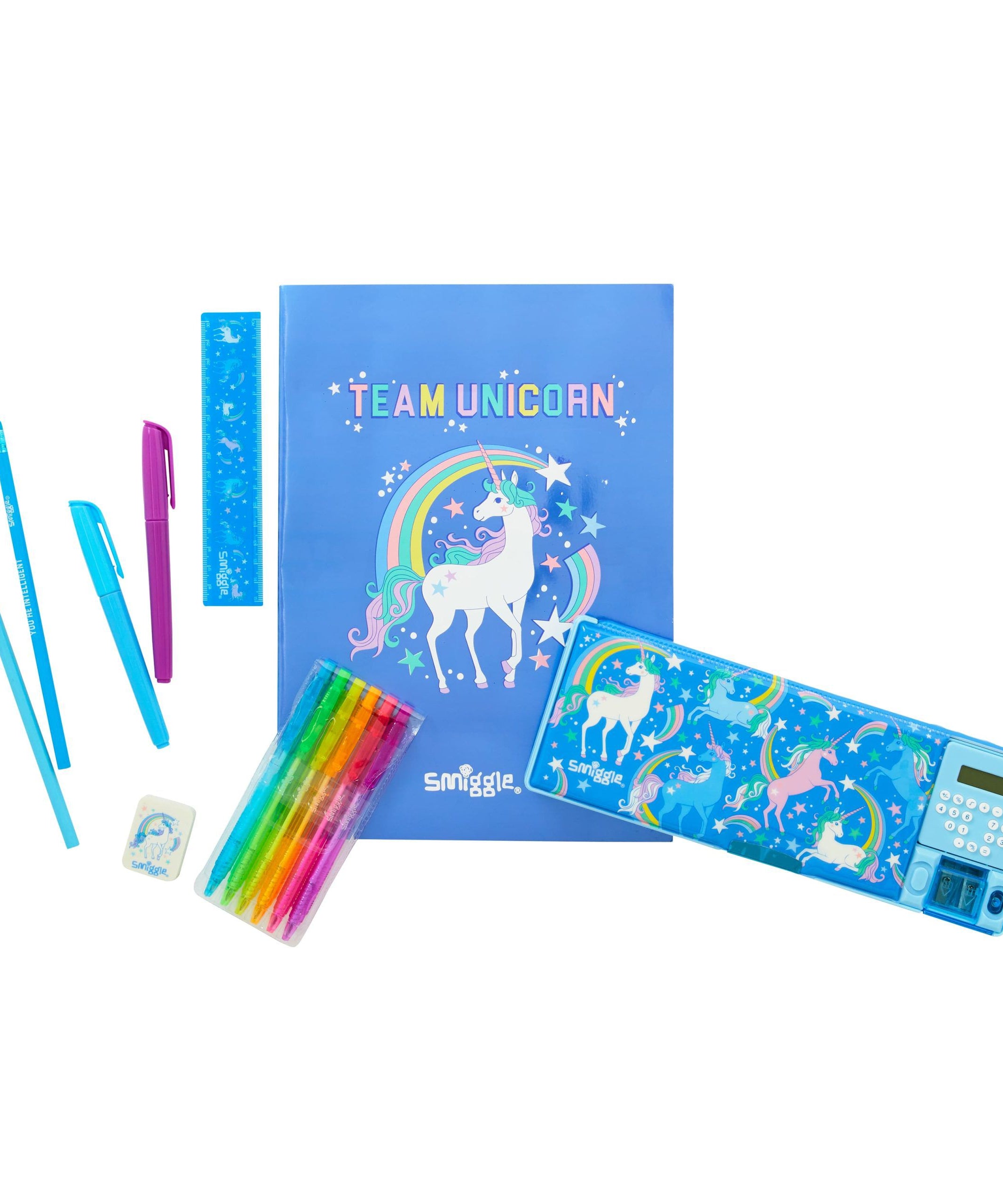 Smiggle - Hesap Makineli Pop Out Otomatik Kalem Kutusu ve Özel Kalem Seti-Dinossi