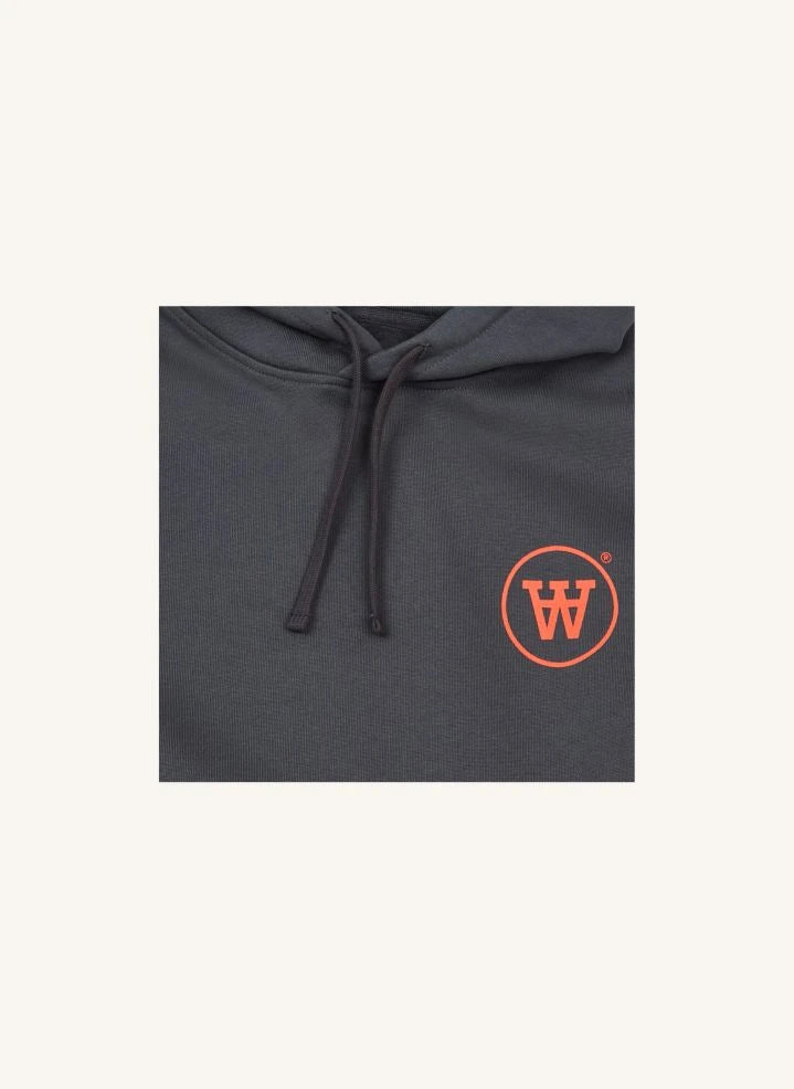 Wood Wood - Ian Organik Pamuk Logolu Kapüşonlu Sweatshirt - Yetişkin Koleksiyonu | Koyu gri
