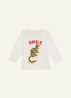 Stella McCartney Kids - Smile ऑर्गेनिक कॉटन टी-शर्ट | आइवरी