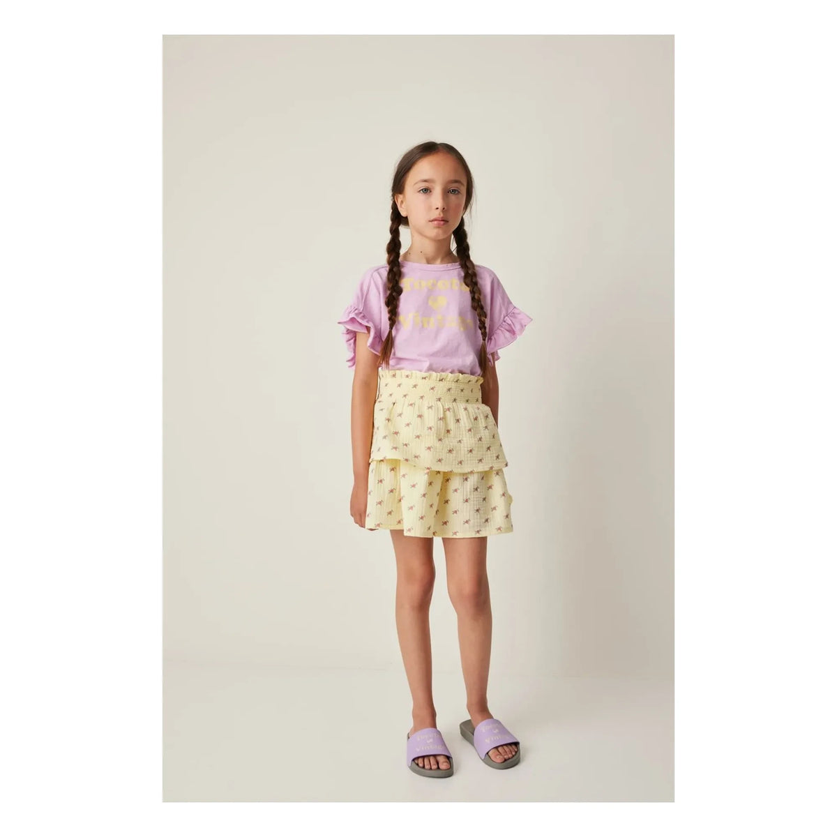Tocoto Vintage - Fleurs Volants स्कर्ट | पीला