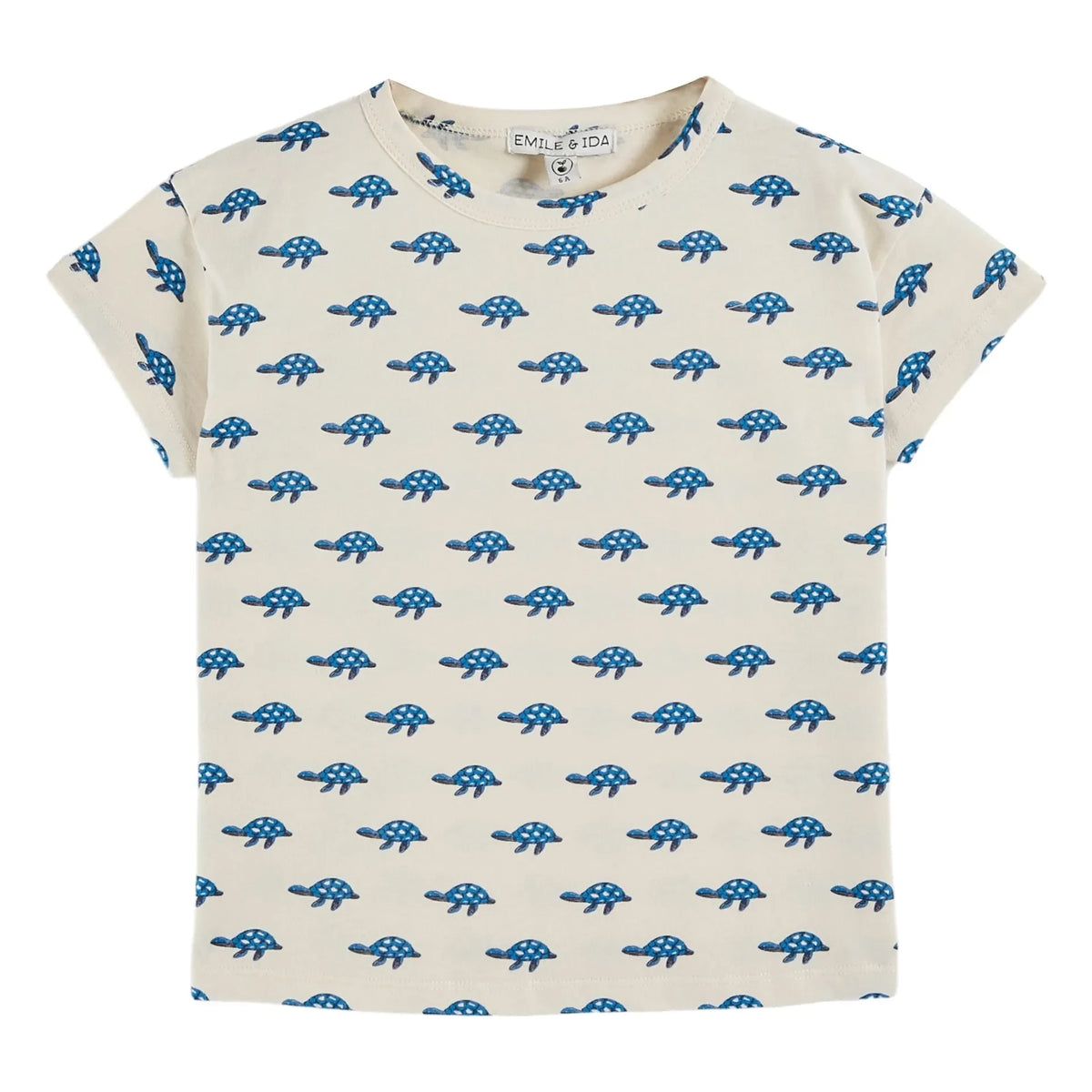 Emile et Ida - ऑर्गेनिक कॉटन कछुआ टी-शर्ट | एक्रू