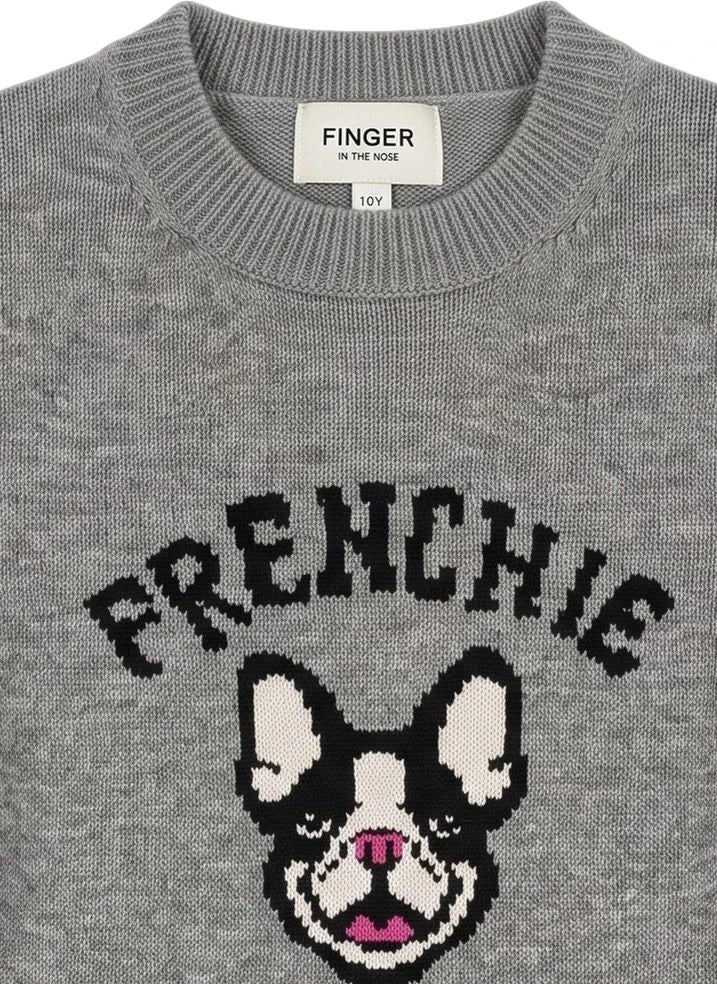 Finger in the nose - Sally Frenchie Merinos Yünlü Kazak | Gri melanj
