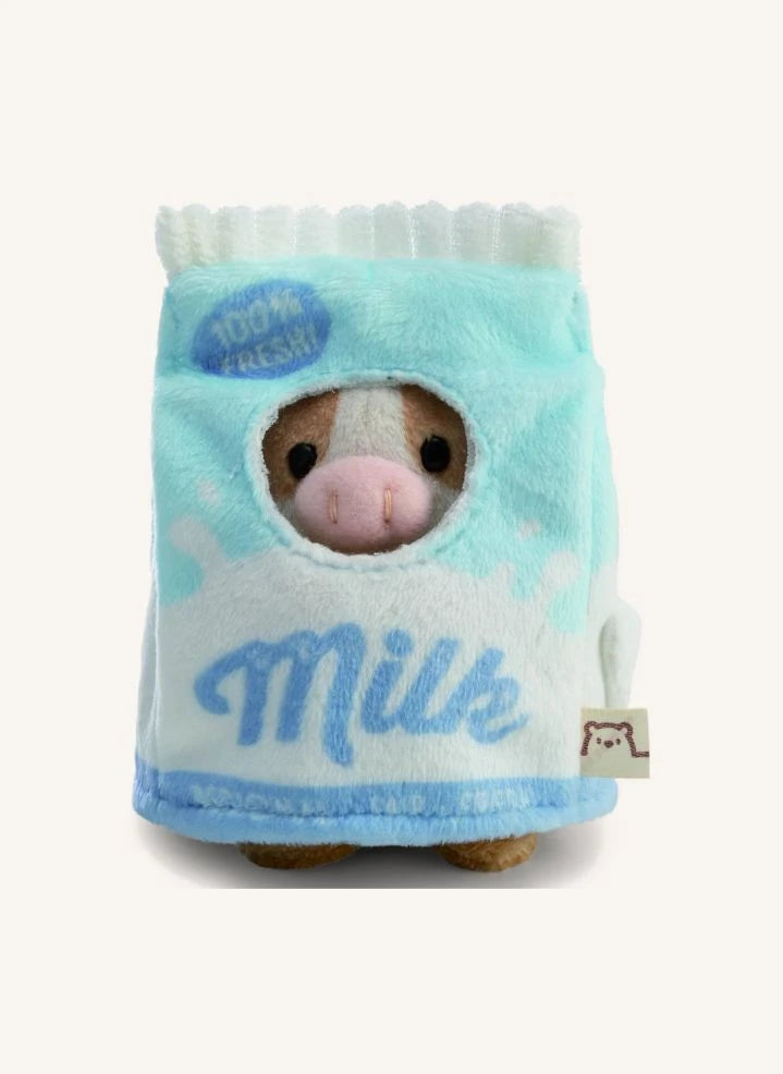 Nici - Moono İnek Peluş Oyuncak, Süt Kartonu Kostümüyle | Bej