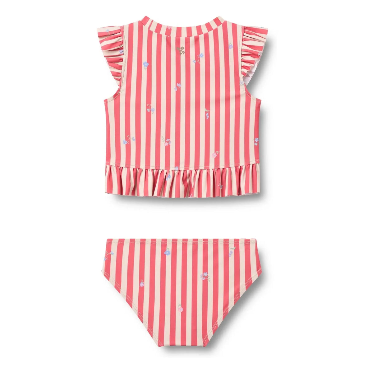 गेहूँ - अल्मा धारीदार रीसायकल फाइबर स्विमवियर | लाल