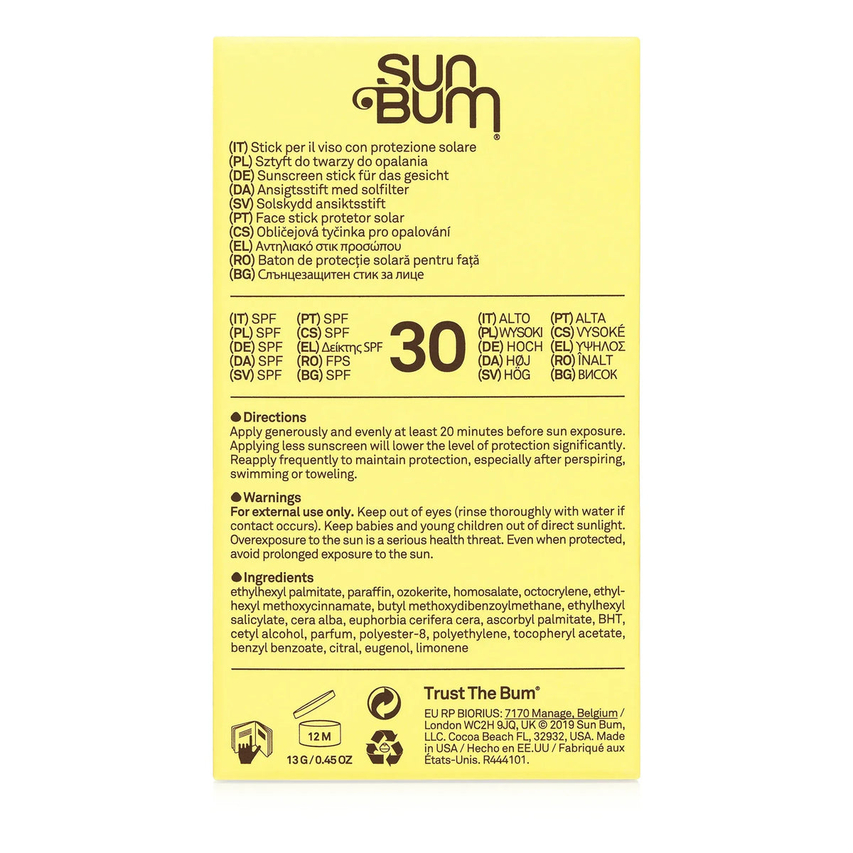 Sunbum - Original Face Stick SPF 30 - 30g