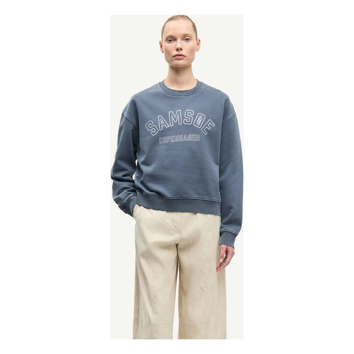 Samsoe Samsoe - Savan organik pamuk sweatshirt | Gri mavi