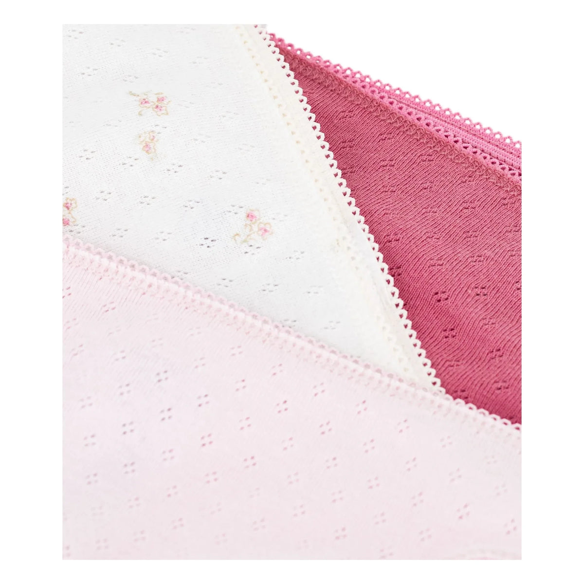 Petit Bateau - 3'lü Organik Pamuklu Ajurlu Külot | Pembe