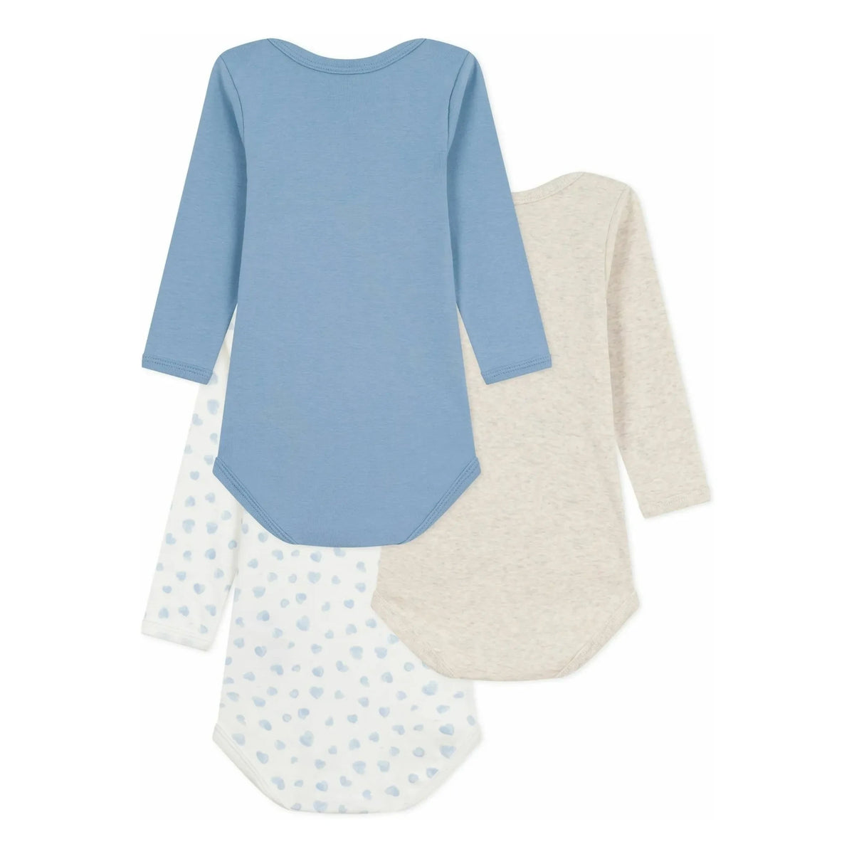 Petit Bateau - 3'lü Organik Pamuklu Kalp Desenli Body Seti | Mavi