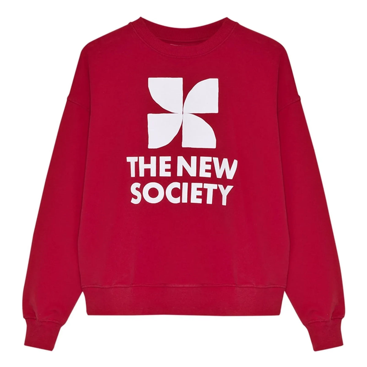 the new society - TNS लोगो कॉटन स्वेटशर्ट | लाल