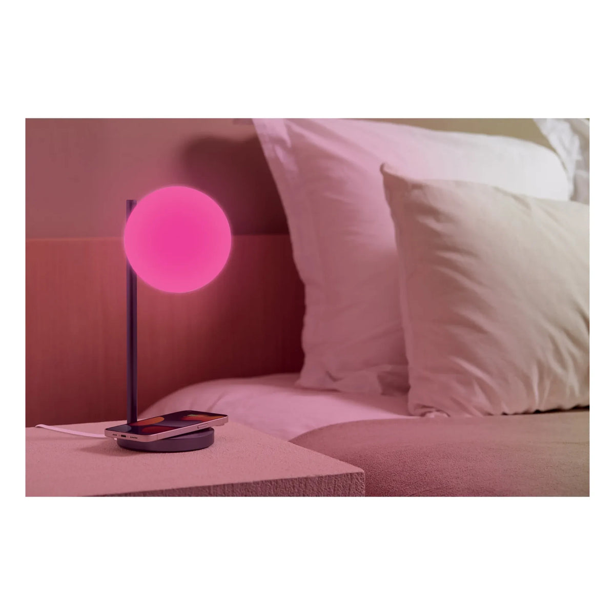 Lexon - Bubble LED टेबल लैंप और चार्जिंग स्टैंड | स्टील ग्रे