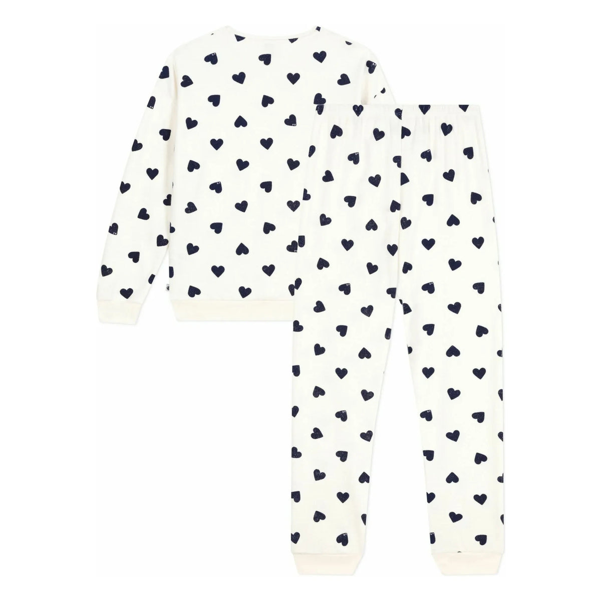 Petit Bateau - स्पंज हार्ट पजामा | ईक्रू