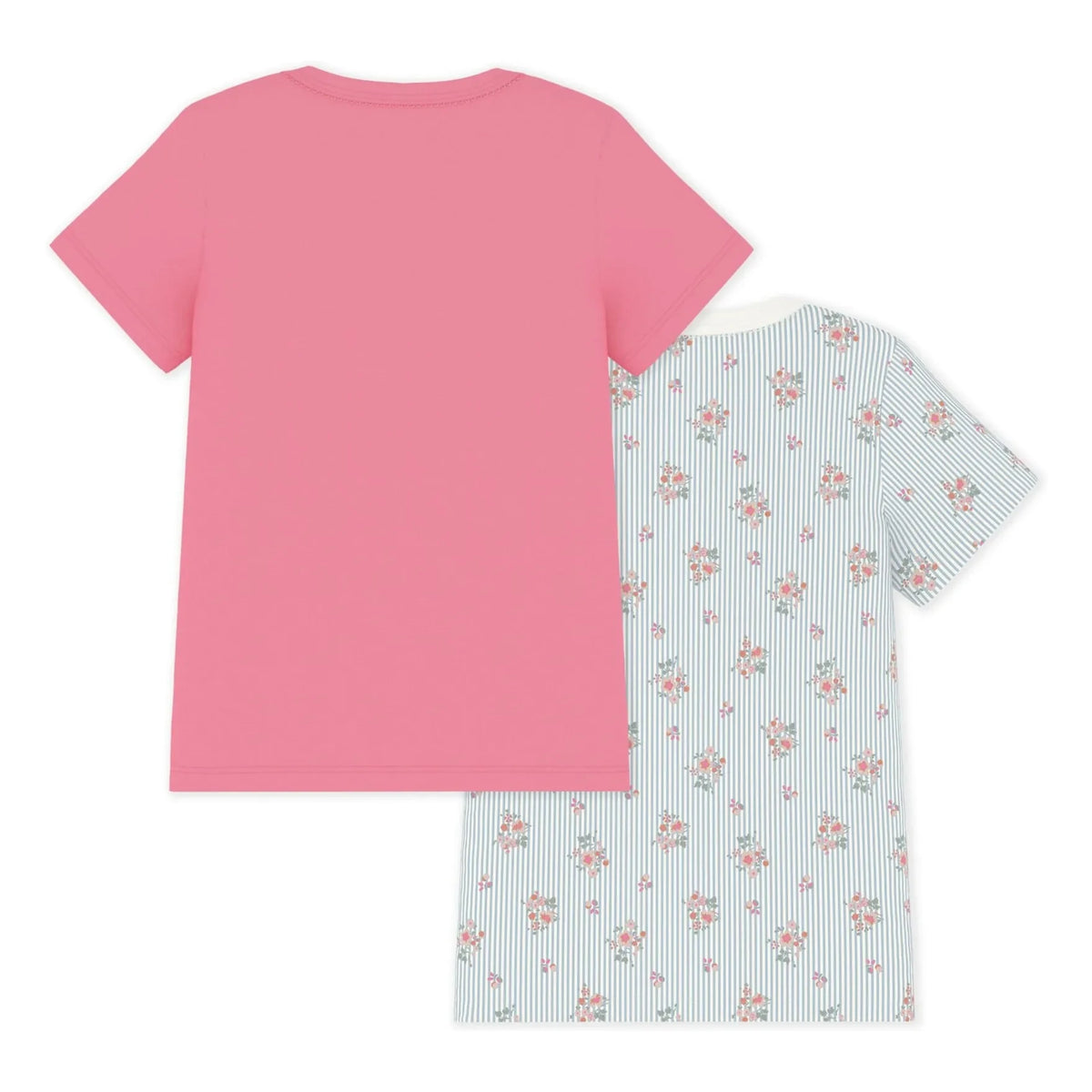 Petit Bateau - 2'li Paket Çiçek Desenli Tişörtler | Pembe