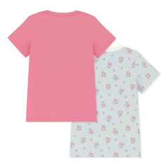 Petit Bateau - 2'li Paket Çiçek Desenli Tişörtler | Pembe