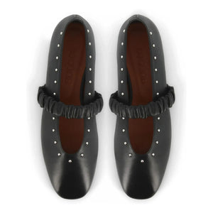 Socque Paris - जून लेदर बैलेरीना | काला