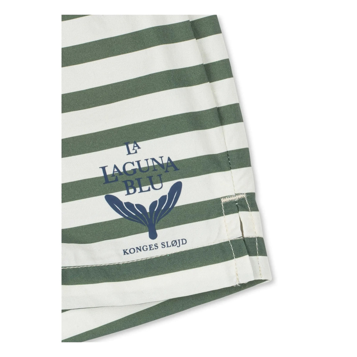 Konges Sløjd - Asnou स्ट्राइप्ड रीसाइकल्ड फाइबर स्विम शॉर्ट्स | हरा
