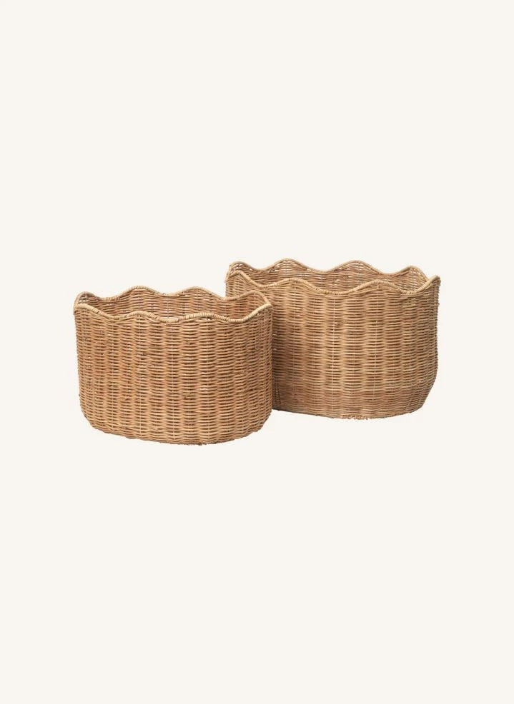 Broste Copenhagen - Lola रतन बास्केट - 2 का सेट
